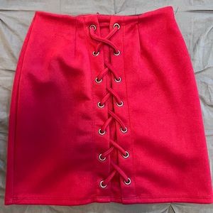 Red skirt, size small, worn once, great condition.